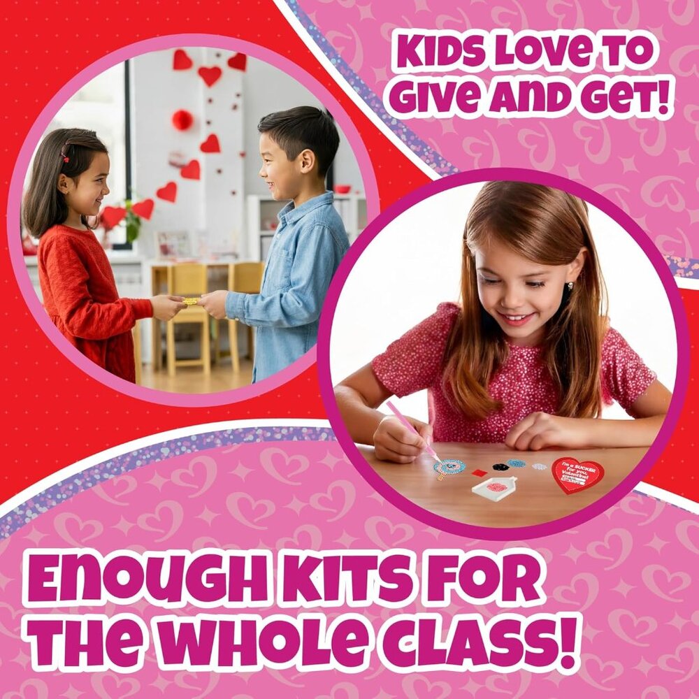 Set of 24 Valentines Cards for Kids Classroom - Valentine's Day Sweet Treats Dia - Picture 5 of 9